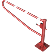 Swiveling gates | to be fixed by plugs, hot-dip galvanized and red coated with white reflecting rings | total width: 2000 mm | with Euro profile cylinder lock